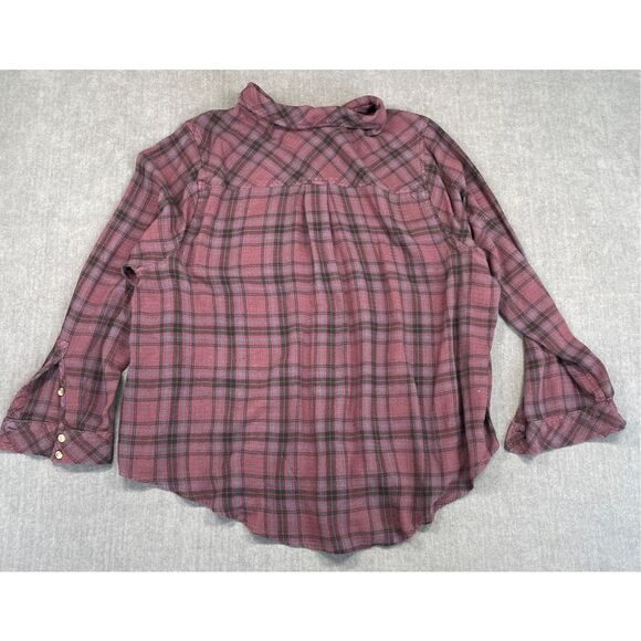 Plaid Button Down Shirt Torrid Women 2XL Burgundy Black Soft Casual Fall Style - Picture 7 of 8